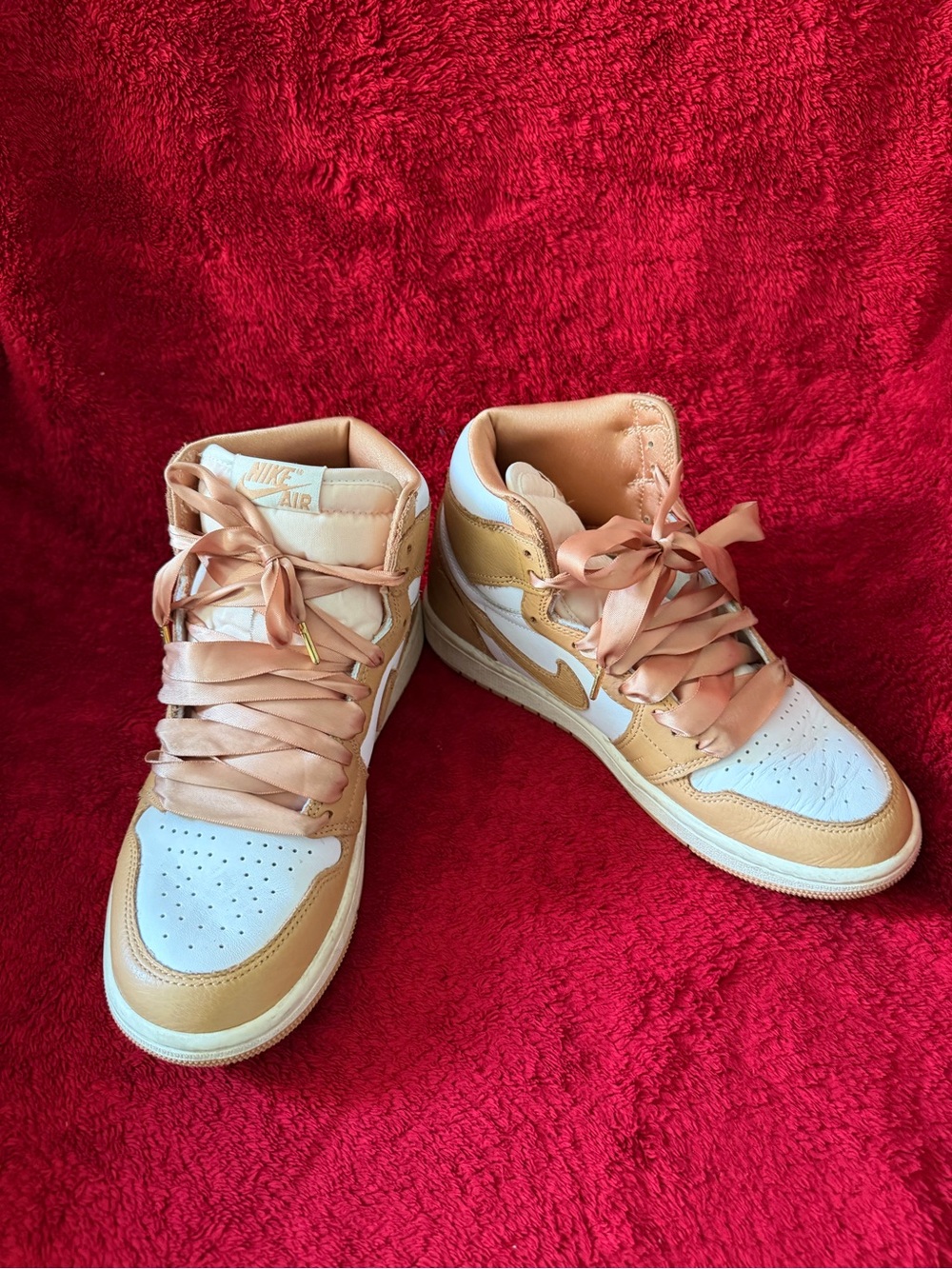 Nike Women's High-Top Sneakers in Tan and White